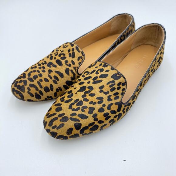 J Crew Women's Addie Leopard Calf Hair Slip On Loafers Size 8 - Picture 1 of 10